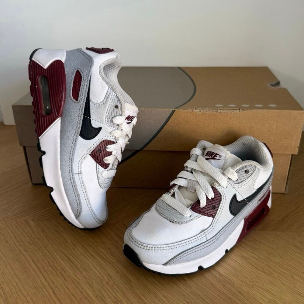 Nike Air Max 90 White/Burgundy Toddler Sneakers- SZ 11 C